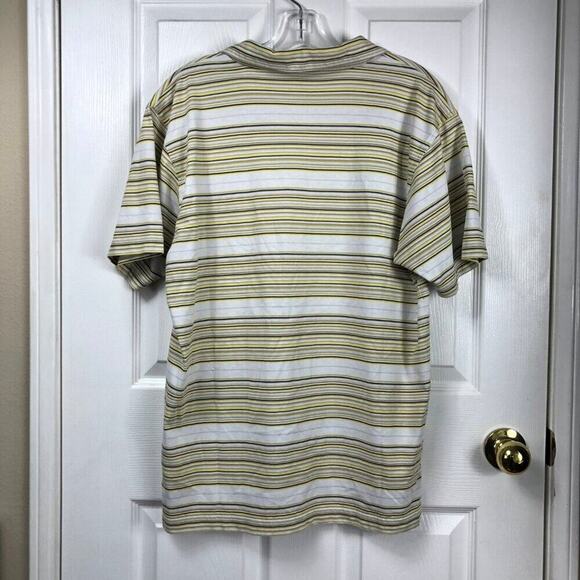 Patagonia Men's Golf Polo Size M Striped White Gold Black Golf Vacation Casual - Picture 2 of 8
